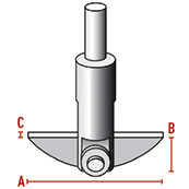 roerstaven met halvemaan roerblad PTFE